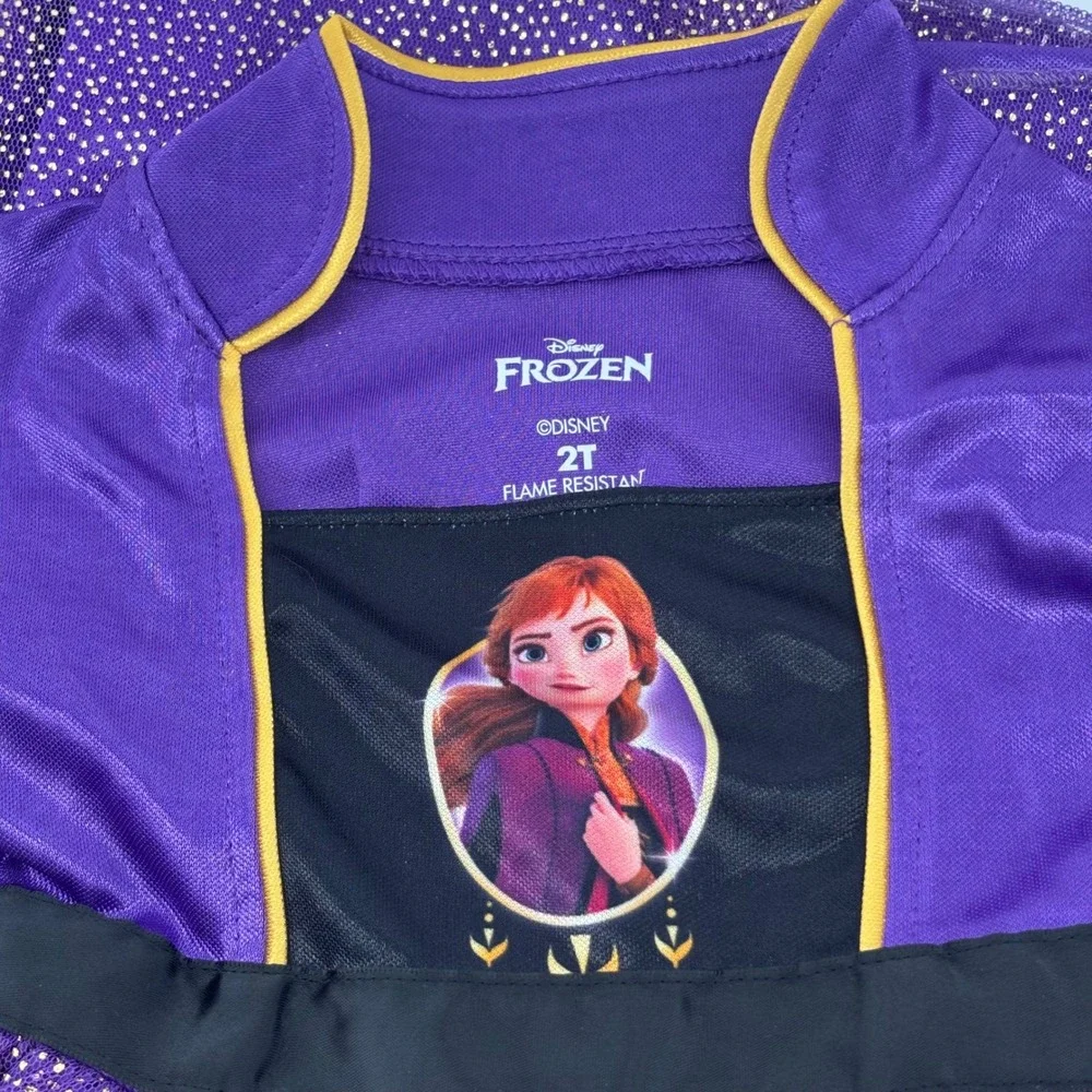 Disney Frozen Anna Purple Night Gown Sparkle Mesh Sleepwear Toddler Girls 2T NEW - Picture 5 of 9
